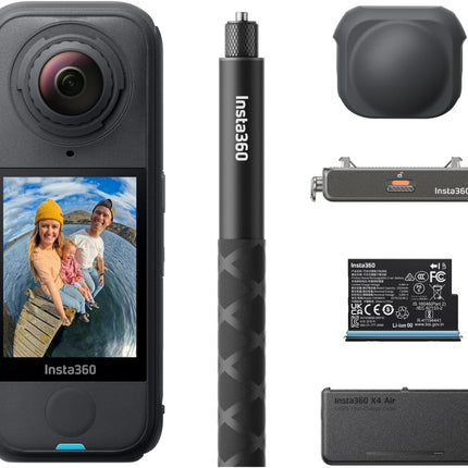 مجموعة Insta360 X4 Air الأساسية - كاميرا 360 خفيفة الوزن 165 جرام بدقة 8K، عصا سيلفي غير مرئية، عدسات قابلة للاستبدال، صوّر أولاً وأعد التأطير لاحقًا، واقي رياح مدمج، تثبيت FlowState، تطبيق مدعوم بالذكاء الاصطناعي