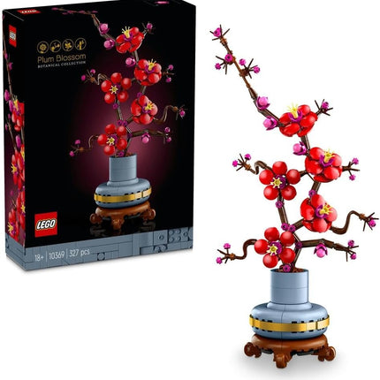 LEGO Botanicals Plum Blossom 10369 Artificial Flowers, Buildable Flowerpot, Set for Adults, Home Office Display, Gift for Women & Men, 327 Pieces