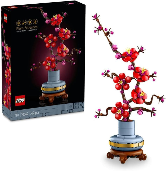 LEGO Botanicals Plum Blossom 10369 Artificial Flowers, Buildable Flowerpot, Set for Adults, Home Office Display, Gift for Women & Men, 327 Pieces
