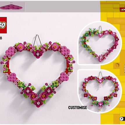 LEGO Iconic Heart Ornament 40638 Display Model with Flowers, Leaves & Hearts, Arts & Crafts Kit, Gift for 9+ Year Old Boys & Girls, 254 Pieces