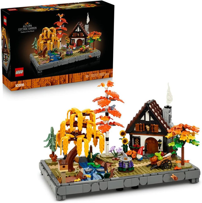 LEGO Icons Autumn Cottage Garden 11372 Miniature Garden Set for Adults, House, 4 Trees & Animal Figures, Display Model, Room Decor Gift, 1,102 Pieces