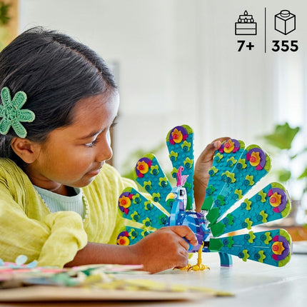 LEGO Creator 3in1 Exotic Peacock 31157 Peacock to Dragonfly to Butterfly, Small Animal Toys, Gift for 7+ Year Old Boys & Girls, 355 Pieces