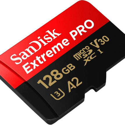 بطاقة SanDisk Extreme PRO microSD UHS-I بسعة 512 جيجابايت للفيديو بدقة 4K على الهواتف الذكية وكاميرات الحركة والطائرات بدون طيار، سرعة قراءة 200 ميجابايت/ثانية، سرعة كتابة 140 ميجابايت/ثانية، SDSQXCD-512G-GN6MA، أحمر/أسود