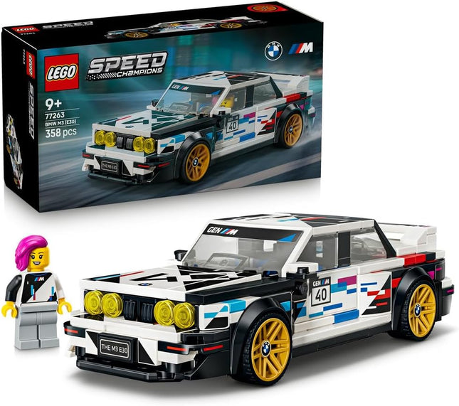 LEGO Speed Champions BMW M3 (E30) 77263 Race Car Toy, Collectible Driver Minifigure, Model Kit for Kids, Gift for 9+ Year Old Boys & Girls, 358 Pieces