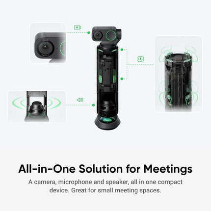 Insta360 WaveLink Bundle أسود جرافيت - مكبر صوت يعمل بالذكاء الاصطناعي، بلوتوث، مسجل صوت، 8 ميكروفونات بخاصية إلغاء الضوضاء مع تشكيل الشعاع، نسخ وتلخيص بالذكاء الاصطناعي، يدعم 99 لغة، تخزين 32 جيجابايت