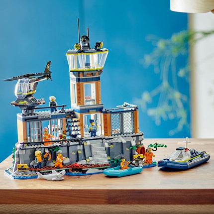 LEGO City Police Prison Island 60419 Police Toy, Helicopter, Boat, 7 Minifigures plus Dog & Shark Figures, Gift for 7+ Year Old Boys & Girls, 980 Pieces