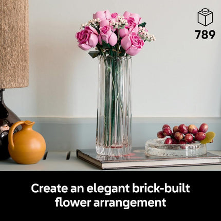 LEGO Botanicals Bouquet of Pink Roses 10374 Artificial Flowers, Baby's Breath Sprigs, Building Set for Adults, Home Decor, DIY Gift Idea, 789 Pieces
