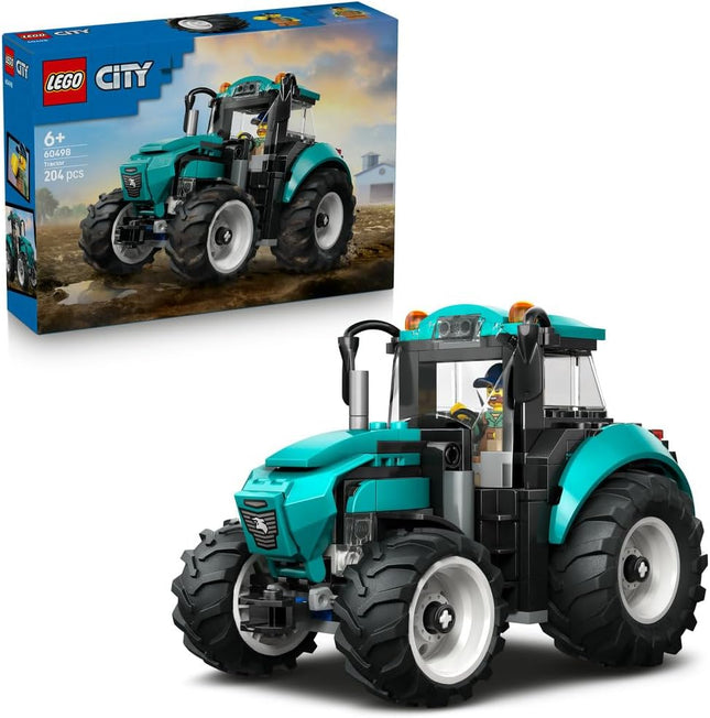 LEGO City Tractor 60498 Farm Vehicle Model Kit, Farmer Minifigure, Building Toy, Birthday Gift for 6+ Year Old Boys & Girls, 204 Pieces