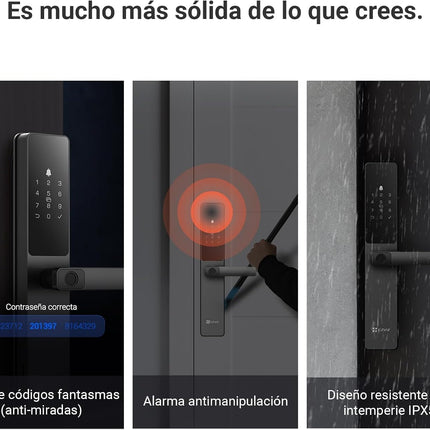 EZVIZ Smart Lock Y2000, 7-in-1 Smart Door Lock, Built-in Wifi Fingerprint Access, Weather-Resistant, Child Safety Lock for Apartment, Villa, Office (Black-Gre, 6068 Mortise)