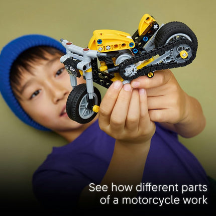 LEGO Technic Yellow Motorbike 42225 Motorbike Model Kit, 3-Piston Engine, STEM Building Set for Kids, Gift for 7+ Year Old Boys & Girls, 151 Pieces