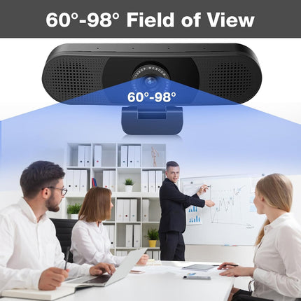 كاميرا ويب EMEET C980 PRO 3 في 1 بدقة 1080P مع ميكروفون ومكبر صوت، 60-98 درجة