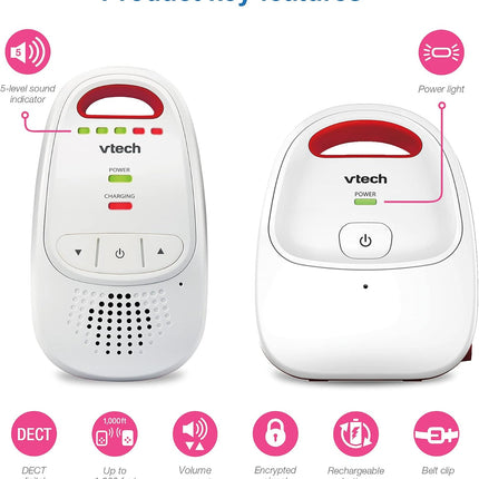 VTech BM1000 Digital Audio Baby Monitor, Parent Unit with Rechargeable Battery, Long Range, Digital Wireless Transmission, Baby Monitor with Crystal-Clear Sound, Plug & Play, Sound Indicator & Alerts