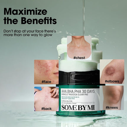 Some By Mi AHA BHA PHA 30 Days Miracle Truecica Clear 70 Pad, Exfoliating Toner Pads, 125ml