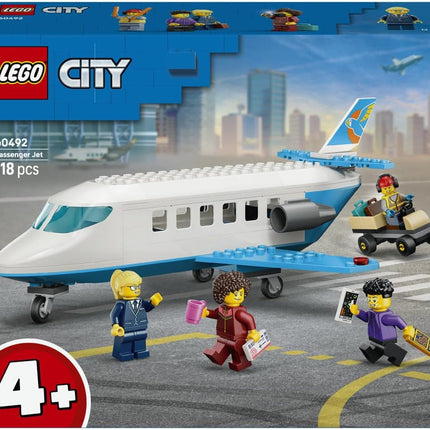 LEGO City Passenger Jet 60492 Plane Model Kit, 4 Minifigures & Travel Accessories, Educational Set, Gift for 4+ Year Old Boys & Girls, 118 Pieces
