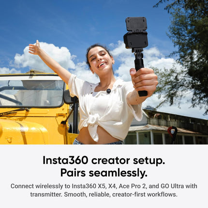 مايك هوائي Insta360 (جهاز إرسال TX واحد + جهاز استقبال RX واحد) - ميكروفون لافالير لاسلكي خفيف الوزن للغاية