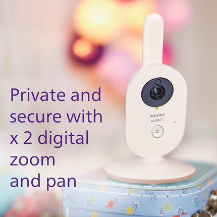 Philips AVENT Philips Baby Monitor with Camera Advanced - DEKRA Certified Private and Safe - 2.8 Inch Display, x2 Zoom, Infrared Night Vision, Lullabies (Model SCD881/26)