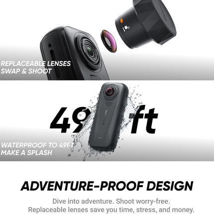 حزمة السفر Insta360 X4 - كاميرا 360 خفيفة الوزن بوزن 165 جرامًا بدقة 8K، عصا سيلفي غير مرئية، عدسات قابلة للاستبدال، صوّر أولاً وأعد التأطير لاحقًا، واقي رياح مدمج، تثبيت FlowState، تطبيق مدعوم بالذكاء الاصطناعي