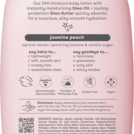 eos Shea Better Body Lotion- Jasmine Peach, 24-Hour Moisture Skin Care, Lightweight & Non-Greasy, Made with Natural Shea, Vegan, 16 fl oz