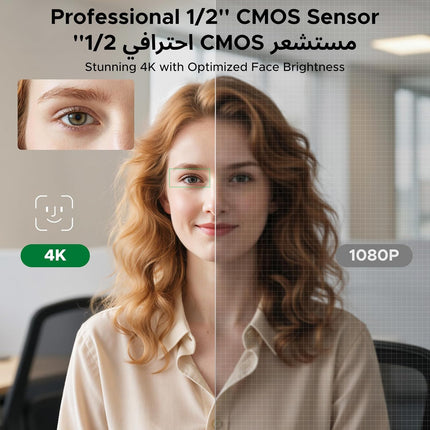 كاميرا الويب UGREEN AI بدقة 4K ومعدل 30 إطارًا في الثانية مع التركيز التلقائي PDAF ومستشعر CMOS للتركيز التلقائي لأجهزة الكمبيوتر وماك