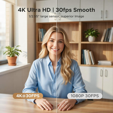 كاميرا ويب UGREEN 4K للوجه بتقنية AE مع تبديل الوضع الأفقي/العمودي للفيديو