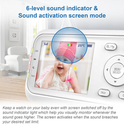 VTech VM3250 Video Baby Monitor with Camera,300m Long Range, Baby Monitor with 2.8" LCD Screen,Up to 19-hr Video Streaming,Night Vision,Secured Transmission,Temperature Sensor,Soothing Sounds,2X Zoom