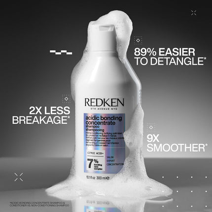 Redken Acidic Bonding Concentrate Shampoo | Repair Damaged Hair | 300ml Professional formula with citric acid & bonding complex, cleanses hair & works molecularly to repair & strengthen the hair
