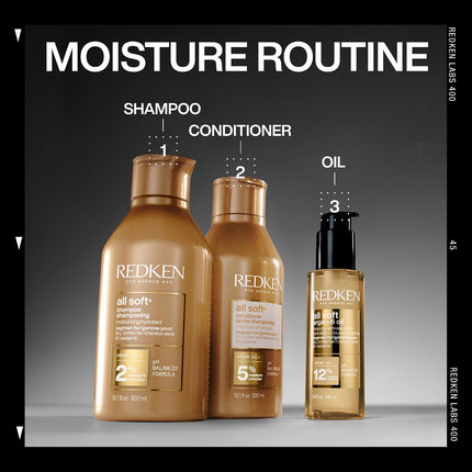 Redken All Soft Shampoo | Gently Cleanses & Softness Dry Hair | 300ml Professional formula with argan oil & moisture complex that gently cleanses, softens & is safe for color-treated hair