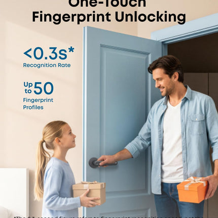 eufy Smart Lock FamiLock C32, Fingerprint Keyless Entry Door Lock with Handle for Interior Doors, Built-in Wi-Fi (2.4 GHz Only), App Control, Self-Learning AI, Auto Lock, 4 AA Batteries, Alexa/Google