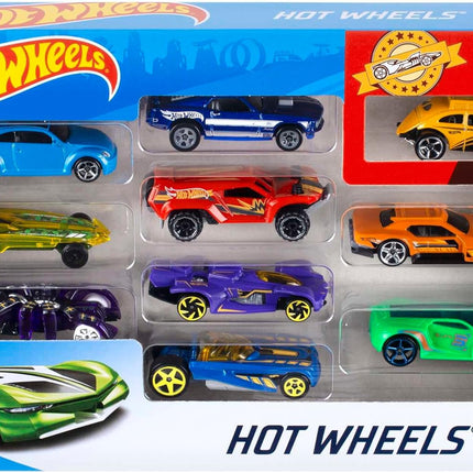 Hot Wheels Set Of 10 1:64 Scale Toy Trucks And Cars For Kids And Collectors, Styles May Vary