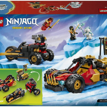 LEGO NINJAGO Kai and Cole's Combiner Vehicles 71864 Ninja Car & Motorbike Toy, 3 Minifigures incl. Kai & Cole with Katanas, Gift for 7+ Year Old Boys & Girls, 394 Pieces