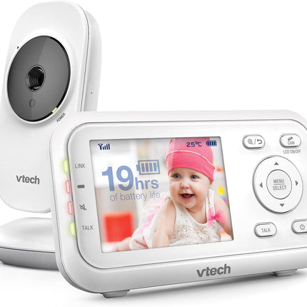 VTech VM3250 Video Baby Monitor with Camera,300m Long Range, Baby Monitor with 2.8" LCD Screen,Up to 19-hr Video Streaming,Night Vision,Secured Transmission,Temperature Sensor,Soothing Sounds,2X Zoom