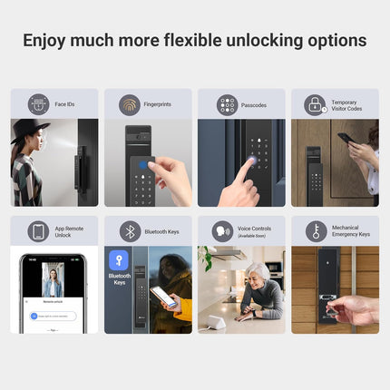 EZVIZ Smart Lock DL50FVS, 7-in-1 Smart Door Lock, 3D Face Recognition Door Lock, Built-in 8GB storage, Night Vision, Active Intercom, App Control, Free Installation (Black, 5085 Mortise)