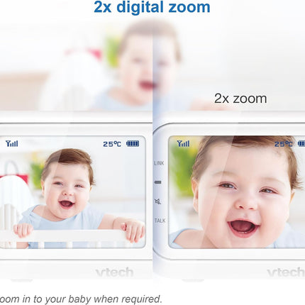 VTech VM3250 Video Baby Monitor with Camera,300m Long Range, Baby Monitor with 2.8" LCD Screen,Up to 19-hr Video Streaming,Night Vision,Secured Transmission,Temperature Sensor,Soothing Sounds,2X Zoom