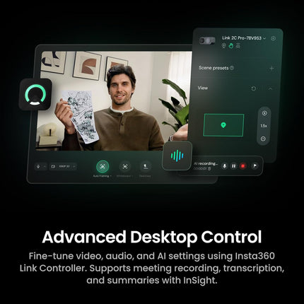Insta360 Link 2C Pro - كاميرا ويب 4K للكمبيوتر الشخصي/ماك