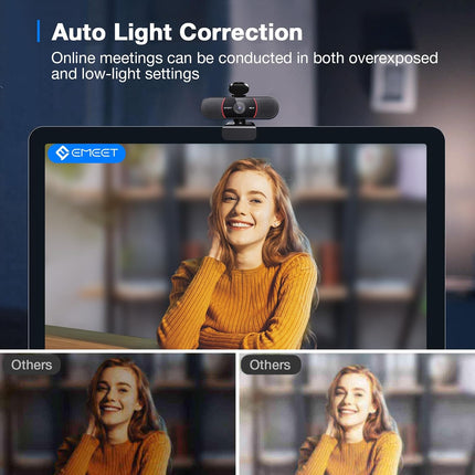 كاميرا الويب EMEET C960 بدقة 4K للكمبيوتر الشخصي، مستشعر CMOS بدقة 4K UHD، ضبط تلقائي للصورة PDAF