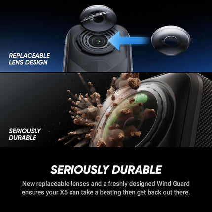 حزمة Insta360 X5 Creator - كاميرا حركة 360 درجة بدقة 8K ومقاومة للماء، إضاءة منخفضة رائدة، تأثير عصا سيلفي غير مرئية، عدسة متينة وقابلة للاستبدال، بطارية تدوم 3 ساعات، صوت واضح، تثبيت، تحرير بالذكاء الاصطناعي