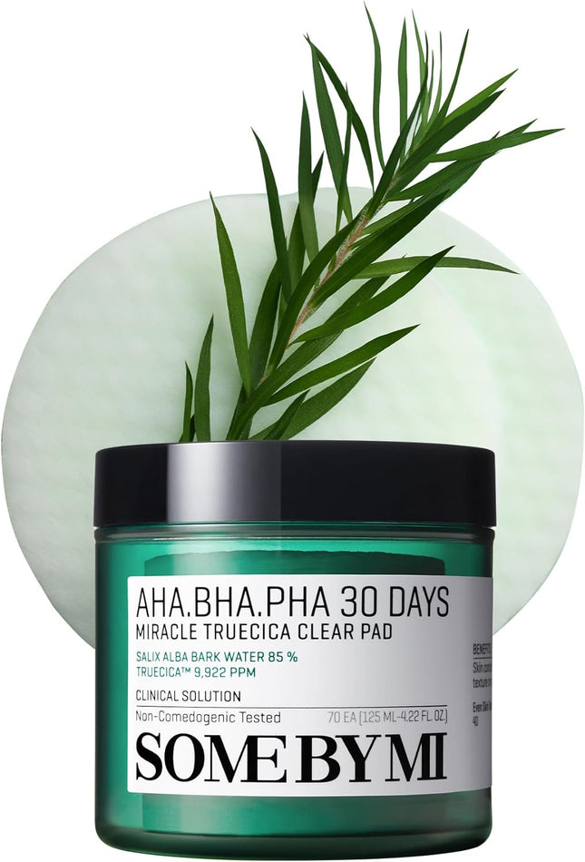 Some By Mi AHA BHA PHA 30 Days Miracle Truecica Clear 70 Pad, Exfoliating Toner Pads, 125ml