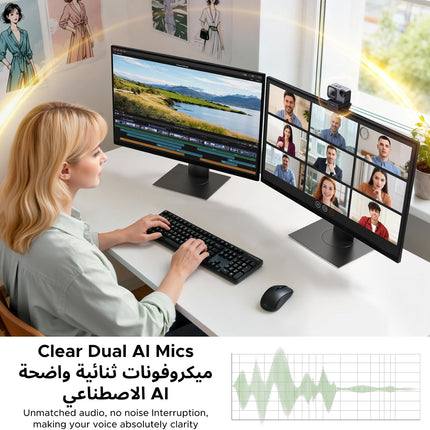 كاميرا الويب UGREEN AI بدقة 4K ومعدل 30 إطارًا في الثانية مع التركيز التلقائي PDAF ومستشعر CMOS للتركيز التلقائي لأجهزة الكمبيوتر وماك