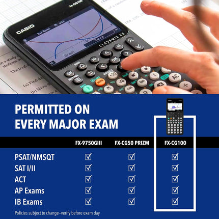 Casio FX-CG100-W-DT Color Graphing Calculator with High-Resolution Display for Students & Professionals