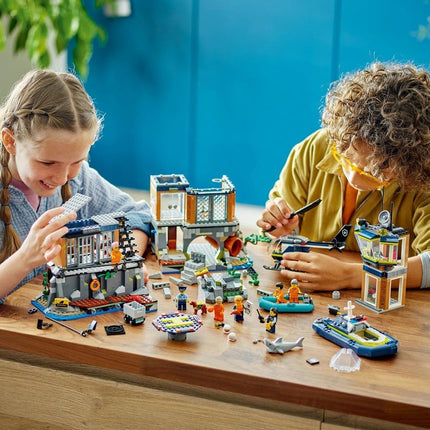 LEGO City Police Prison Island 60419 Police Toy, Helicopter, Boat, 7 Minifigures plus Dog & Shark Figures, Gift for 7+ Year Old Boys & Girls, 980 Pieces