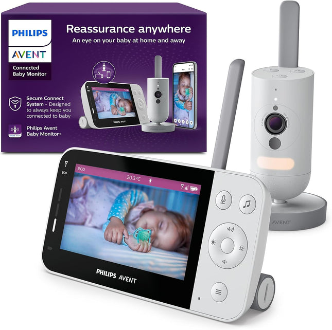 AVENT Philips Connected Videophone with Wi-Fi, HD Camera, Infrared Night Vision Function, Scream Detection, Intercom Function, DEKRA Certified Private and Safe, SCD951/26