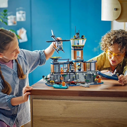 LEGO City Police Prison Island 60419 Police Toy, Helicopter, Boat, 7 Minifigures plus Dog & Shark Figures, Gift for 7+ Year Old Boys & Girls, 980 Pieces