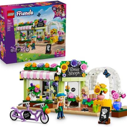 LEGO Friends Creative Flower Shop 42693 Flower Shop Toy, Artificial Flowers, 2 Mini Dolls & Bike, Miniature Set, Gift for 7+ Year Old Girls & Boys, 377 Pieces