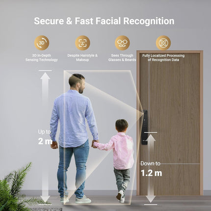EZVIZ Smart Lock Y3000FVP PLUS, 8-in-1 Smart Door Lock, Palm Vein & 3D Face Recognition Door Lock, Built-in Wifi+8GB storage, Night Vision, Active Intercom & Child Safety (6068 Mortise)