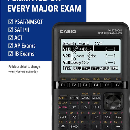 Casio fx-9750GIII, Standard Graphing Calculator, Python and Natural Text Book Display, Black