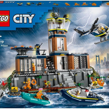 LEGO City Police Prison Island 60419 Police Toy, Helicopter, Boat, 7 Minifigures plus Dog & Shark Figures, Gift for 7+ Year Old Boys & Girls, 980 Pieces