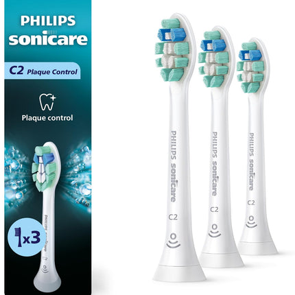Philips Sonicare Genuine C2 Optimal Plaque Control Toothbrush Heads, 3 Brush Heads, White, HX9023/65