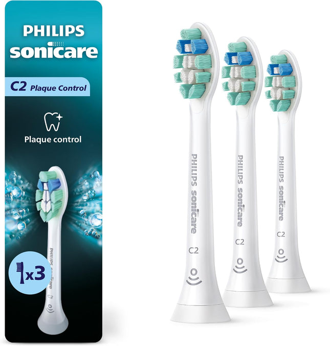 Philips Sonicare Genuine C2 Optimal Plaque Control Toothbrush Heads, 3 Brush Heads, White, HX9023/65
