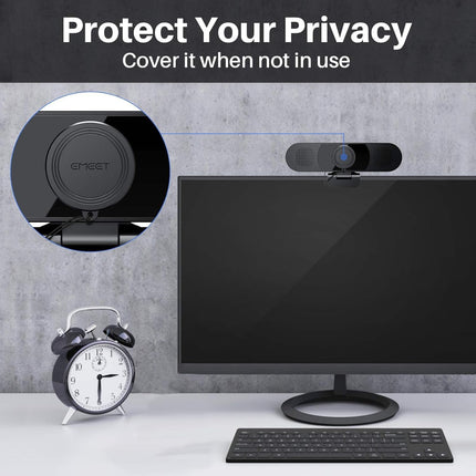 كاميرا ويب EMEET C980 PRO 3 في 1 بدقة 1080P مع ميكروفون ومكبر صوت، 60-98 درجة