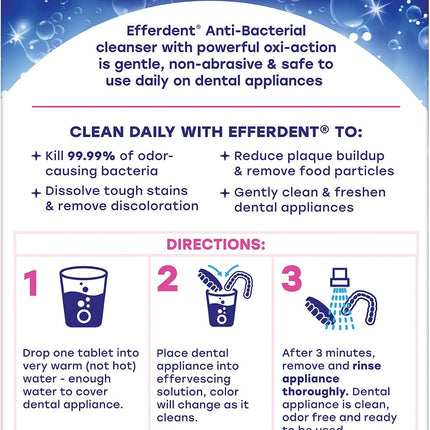 Efferdent Retainer Cleaning Tablets, Denture Cleanser Tablets for Dental Appliances, Complete Clean, 126 Tablets
